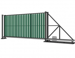 Откатные ворота из металлоштакетника под ключ